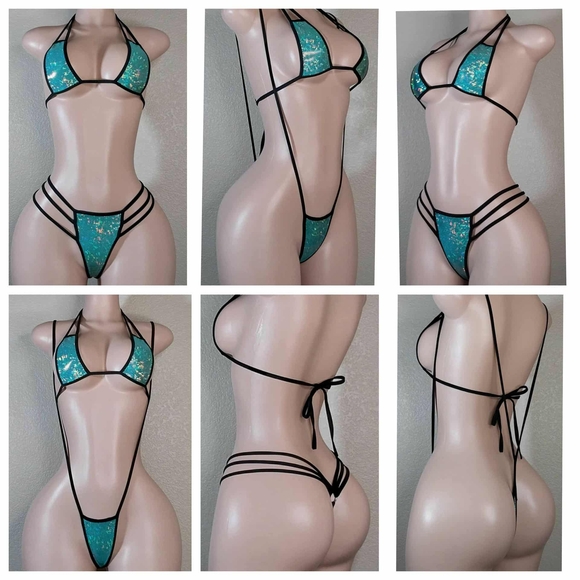 Teal Strappy Bikini Set - Picture 1 of 7